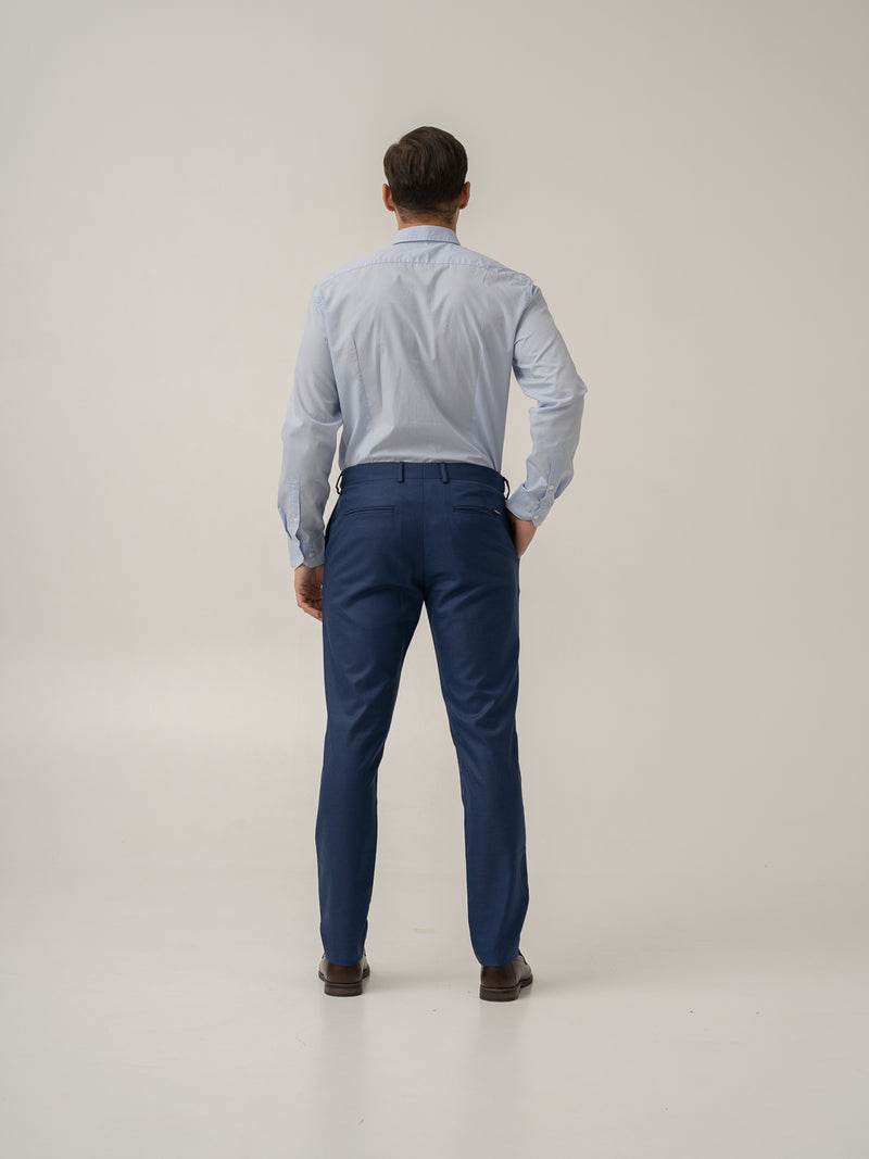 Billy Blue Textured Formal Pants