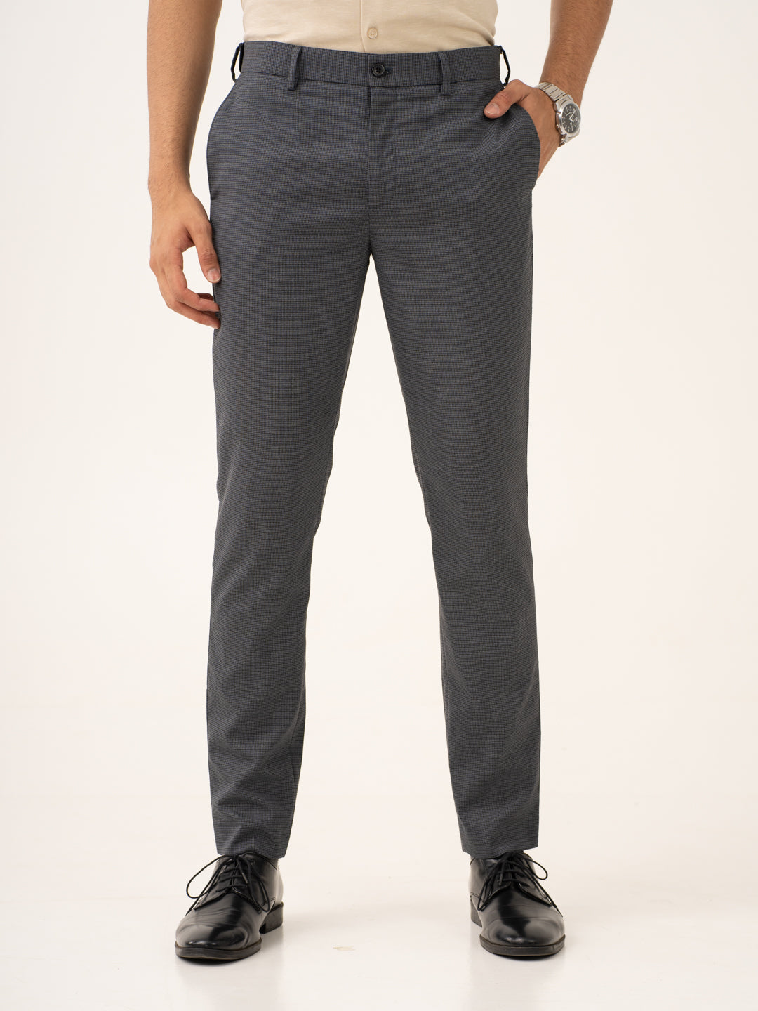 Titan Grey Houndstooth Stretch Formal Pants