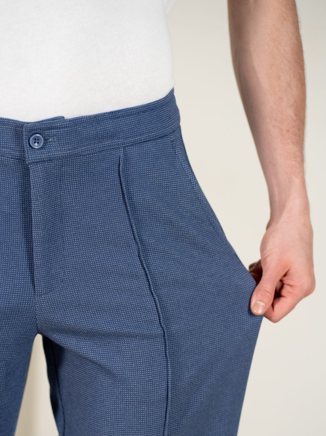 Kai Blue Relaxed Fit Power-Stretch Korean Pintuck Pants