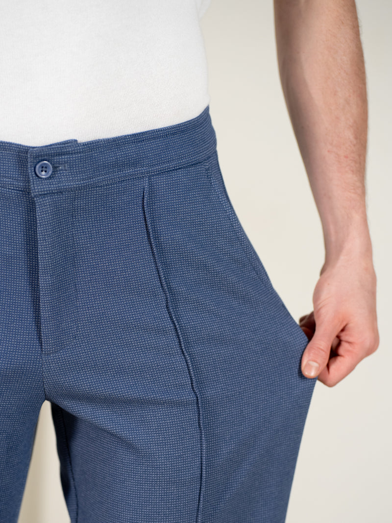 Kai Blue Relaxed Fit Power-Stretch Korean Pintuck Pants