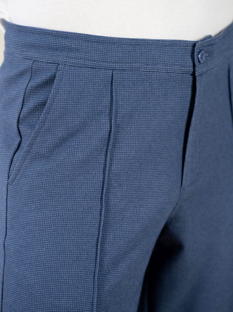 Kai Blue Relaxed Fit Power-Stretch Korean Pintuck Pants