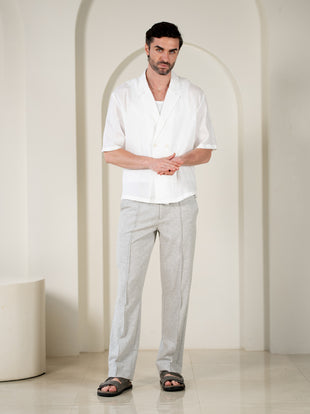 Aurest Grey Relaxed Fit Power Stretch Korean Pintuck Pants