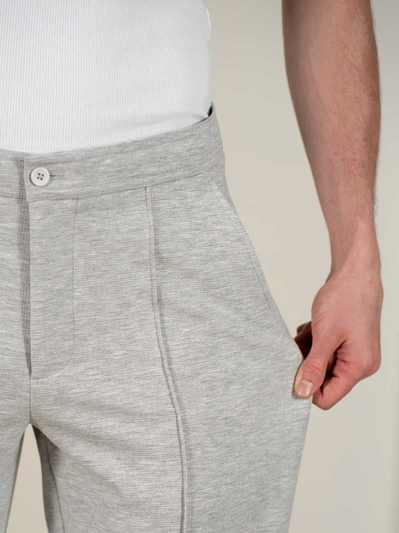 Aurest Grey Relaxed Fit Power-Stretch Korean Pintuck Pants