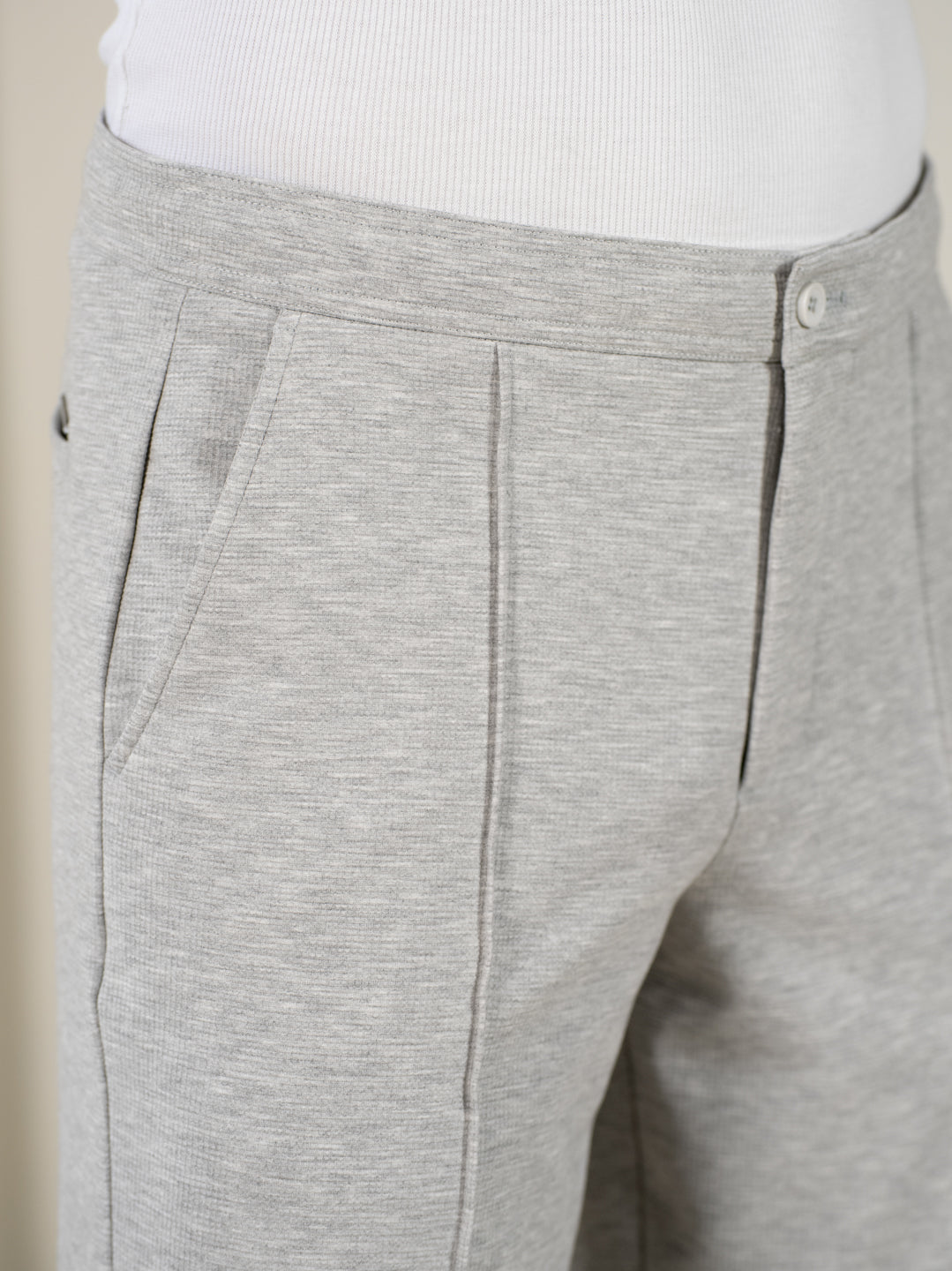 Aurest Grey Relaxed Fit Power-Stretch Korean Pintuck Pants