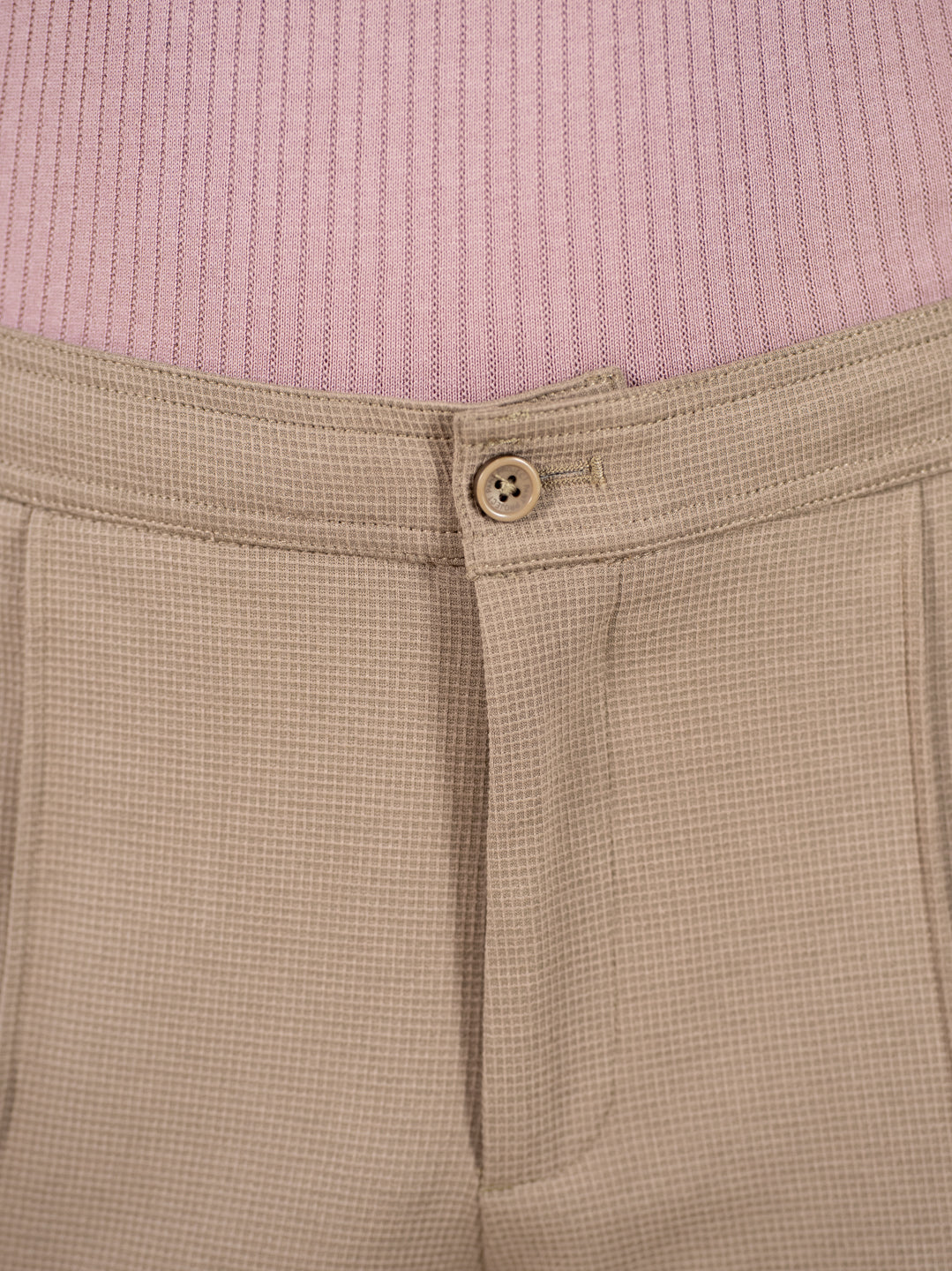 Dunara Beige Relaxed Fit Power-Stretch Korean Pintuck Pants