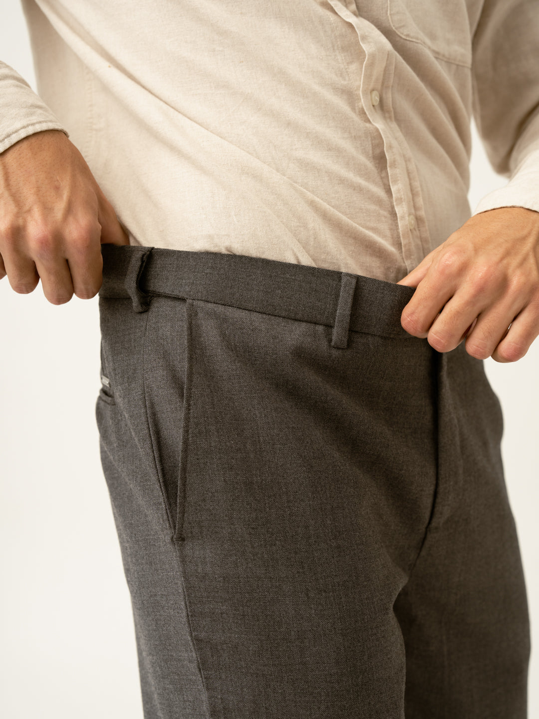 Buy Mature Brown Grey Textured Formal Trouser For Men