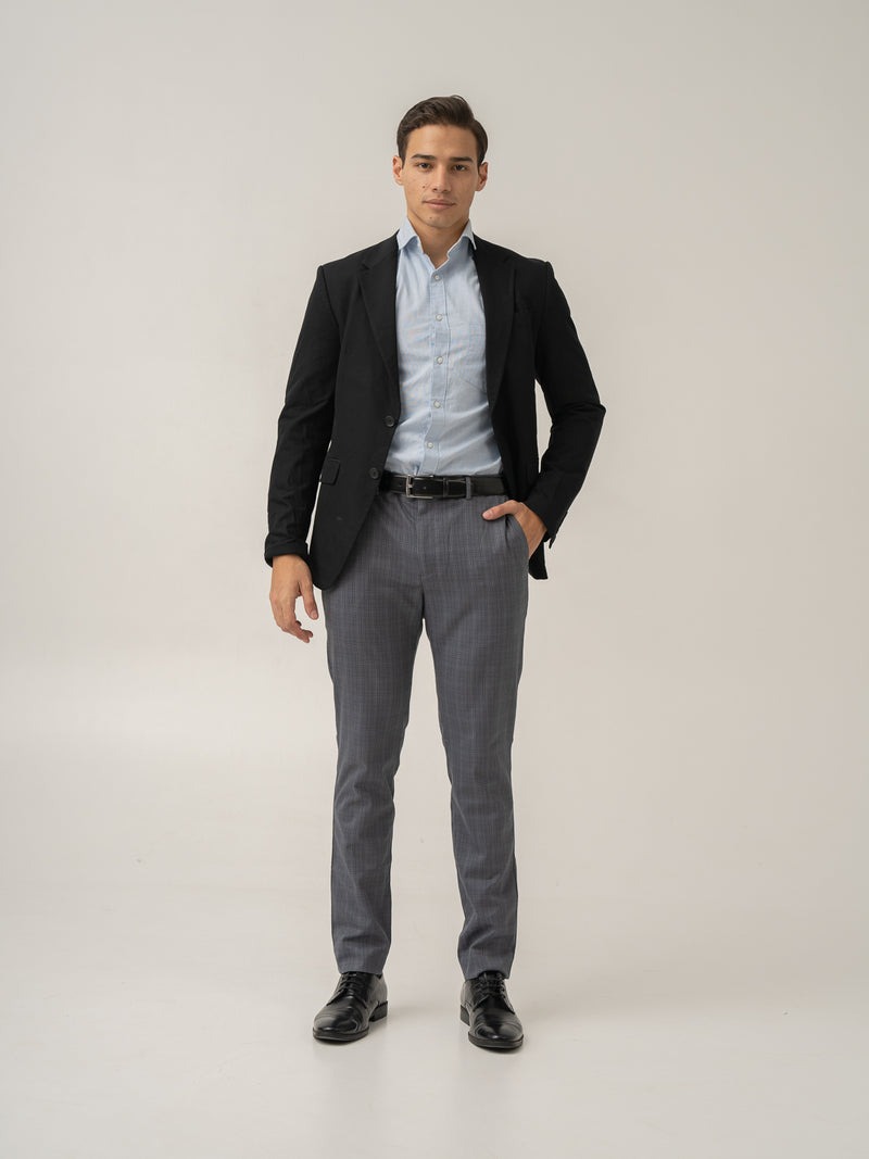 Side view of whisper grey checks formal pant at Pant Project