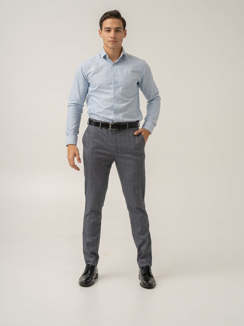 Full view of whisper grey checks formal pant at Pant Project