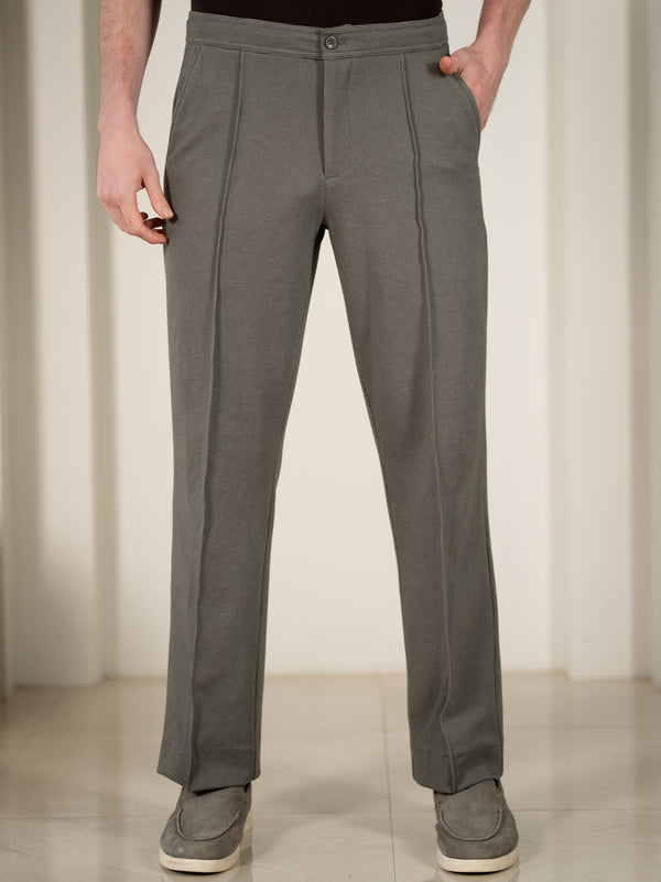 Viren Green Relaxed Fit Power-Stretch Korean Pintuck Pants