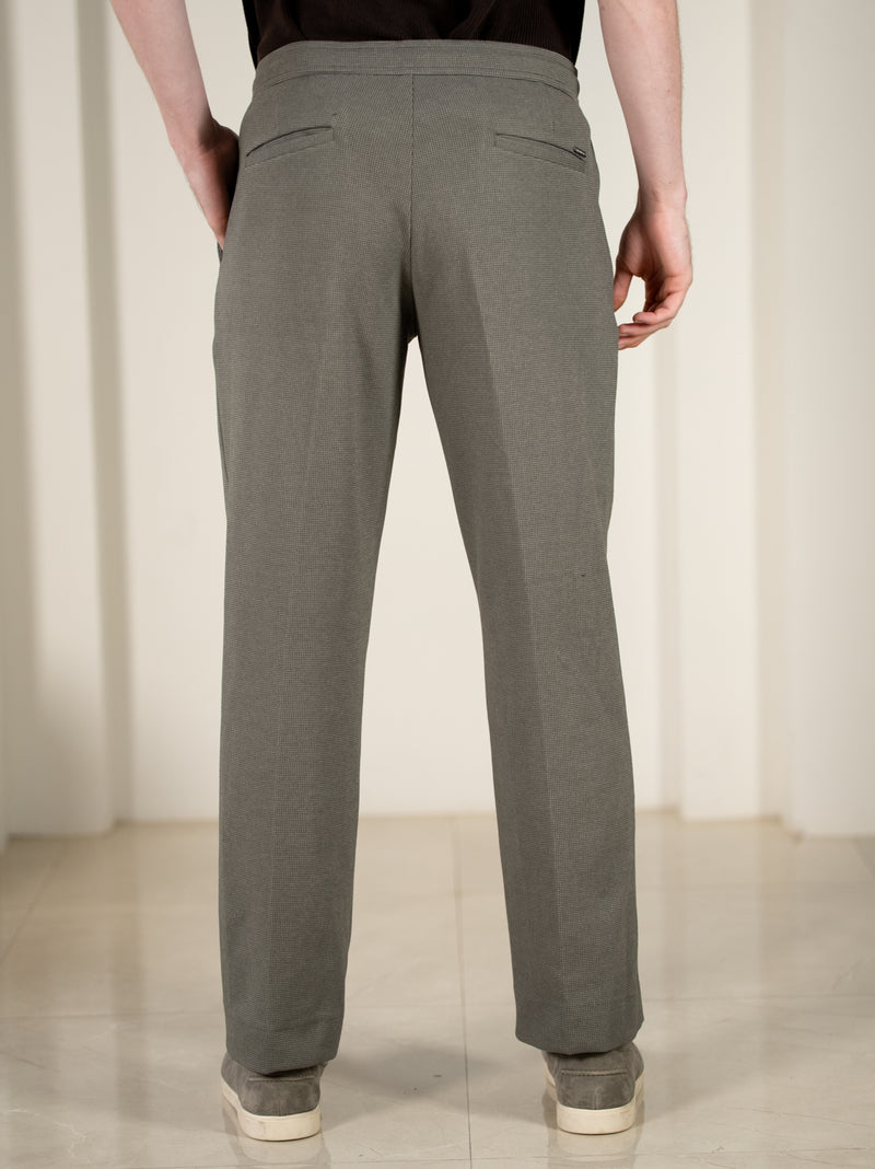 Viren Green Relaxed Fit Power-Stretch Korean Pintuck Pants