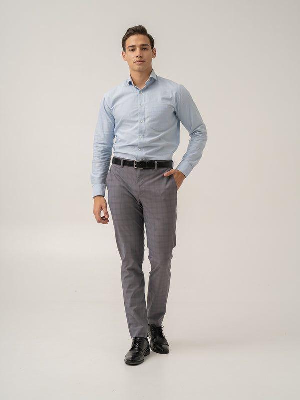 Full view of falcon grey checks formal pant at Pant Project