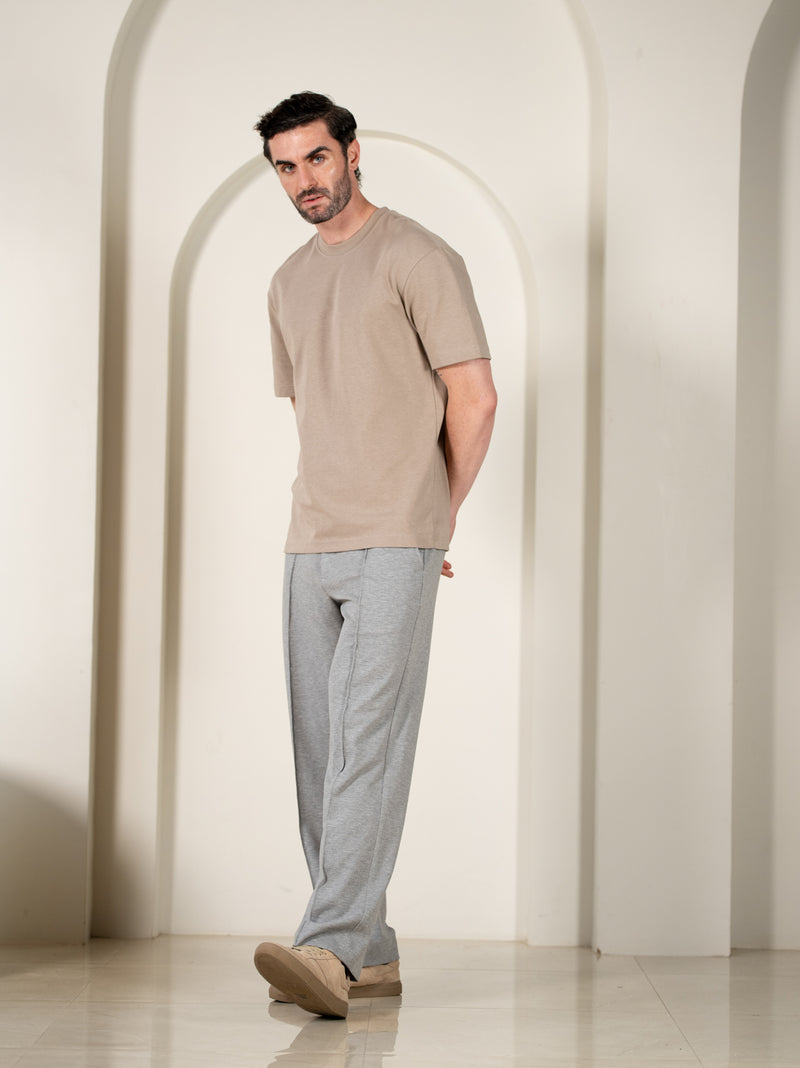 Tharn Grey Relaxed Fit Power Stretch Korean Pintuck Pants