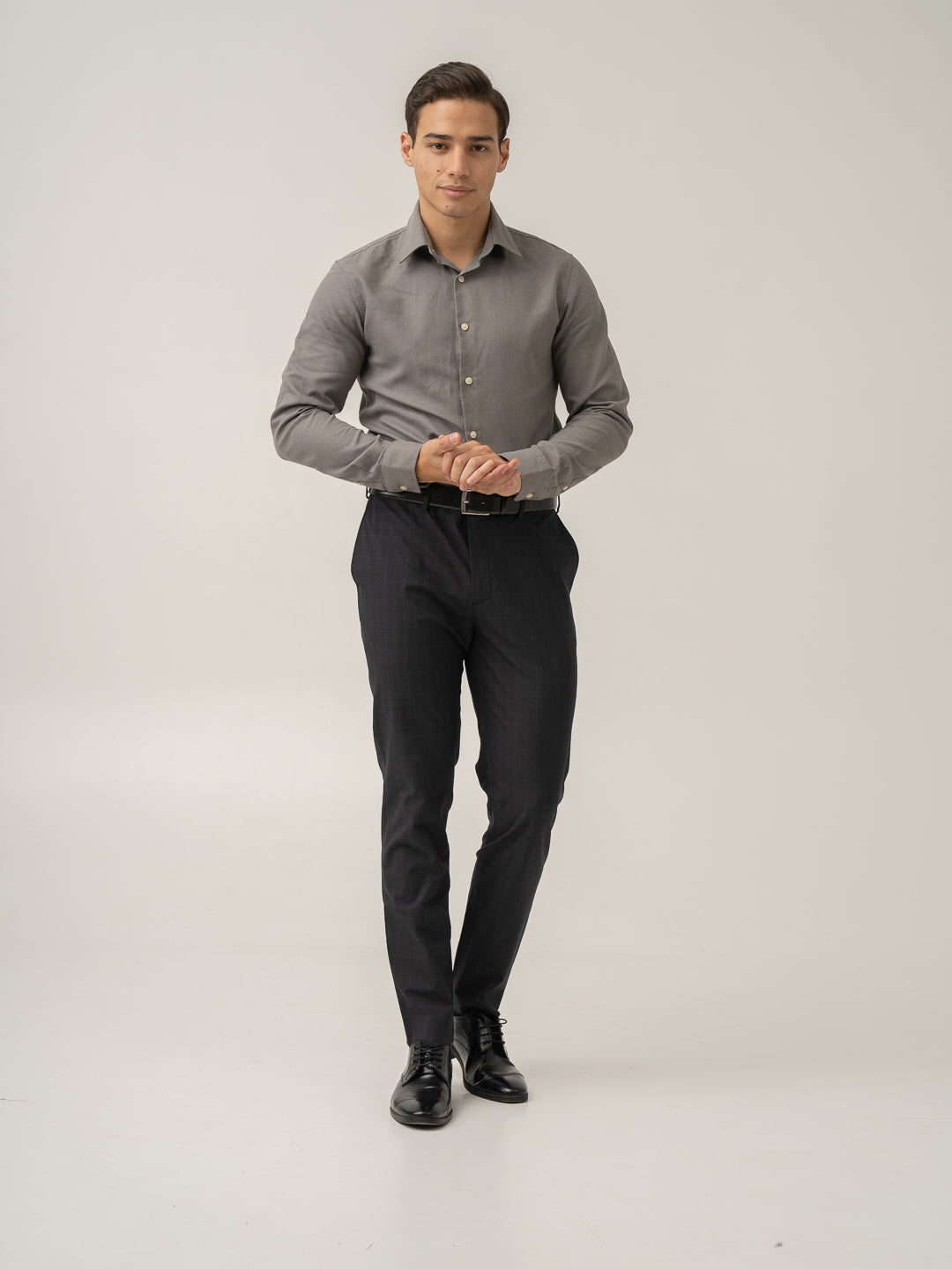 Full view of submarine black checks formal pant at Pant Project