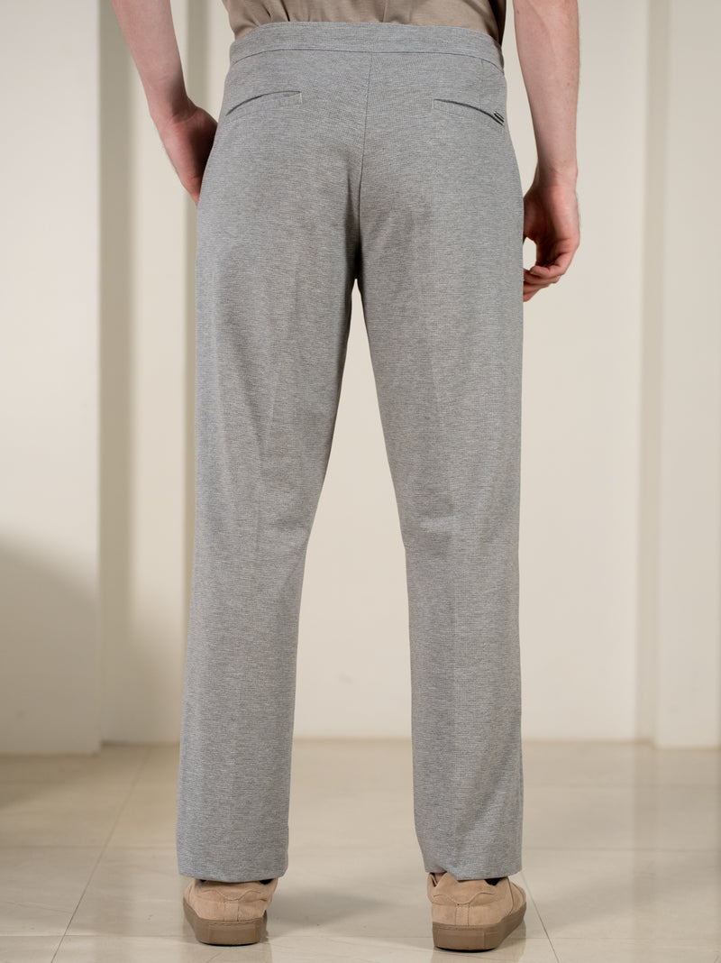 Tharn Grey Relaxed Fit Power-Stretch Korean Pintuck Pants