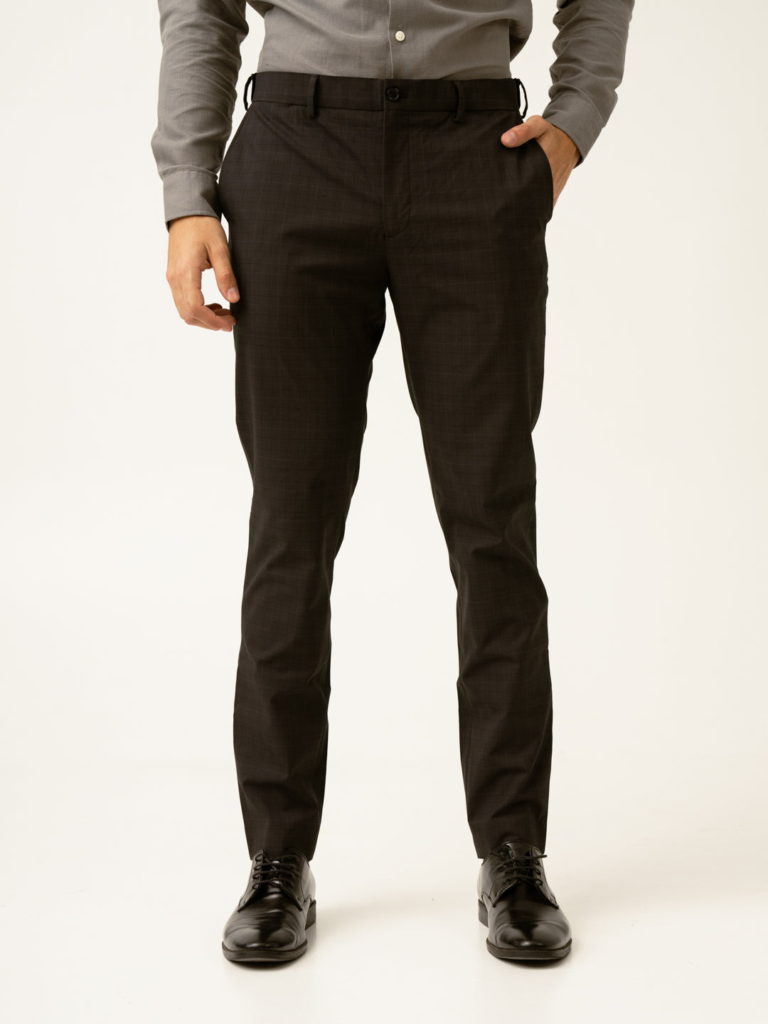 Submarine Black Checks Formal Pants