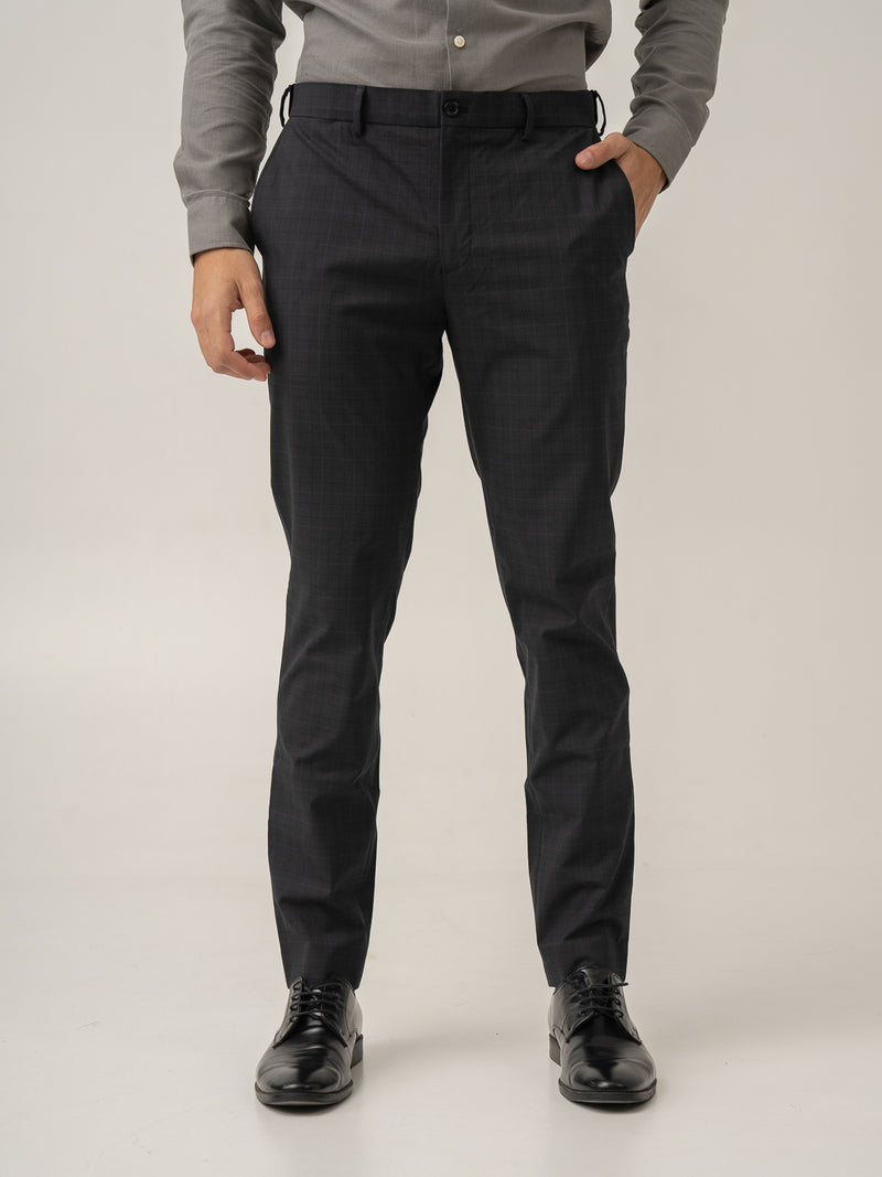 Front view of submarine black checks formal pant at Pant Project