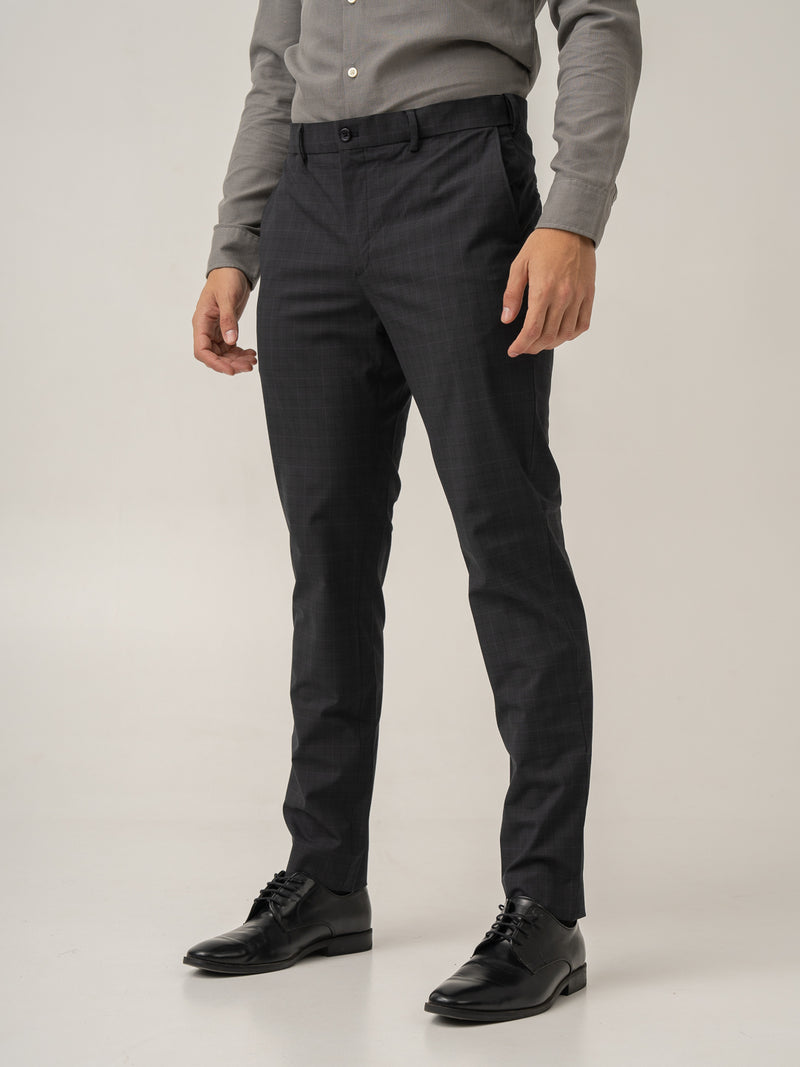 Side view of submarine black checks formal pant at Pant Project