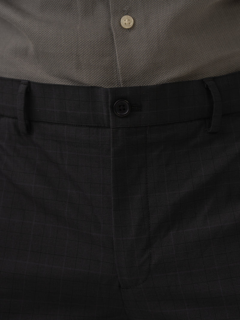 Waistband close up of submarine black checks formal pant at Pant Project