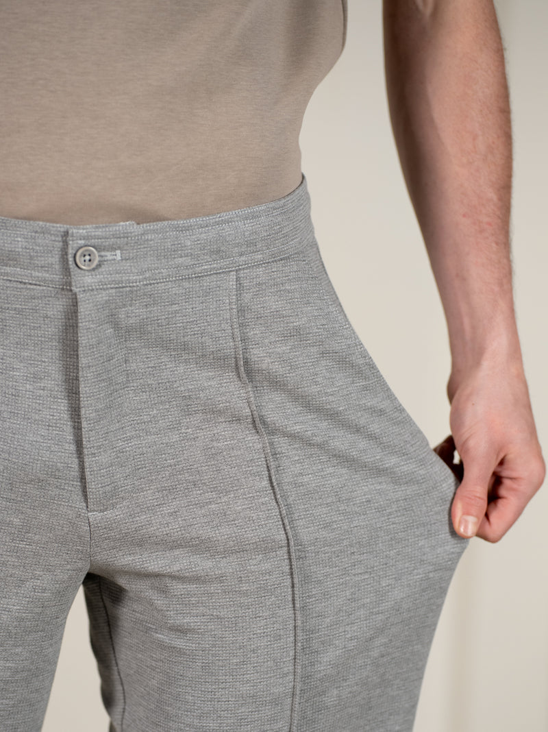 Tharn Grey Relaxed Fit Power-Stretch Korean Pintuck Pants