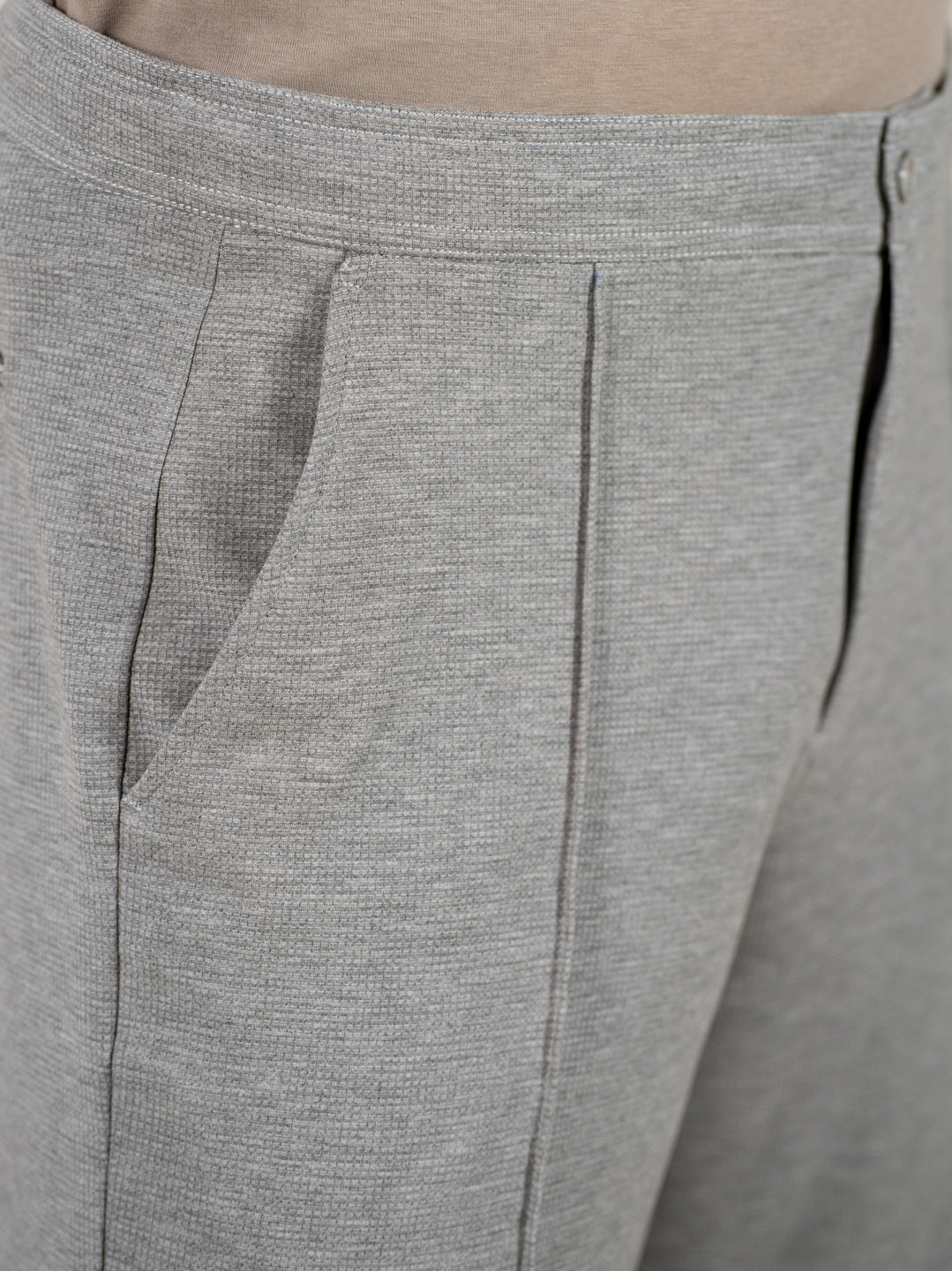 Tharn Grey Relaxed Fit Power-Stretch Korean Pintuck Pants