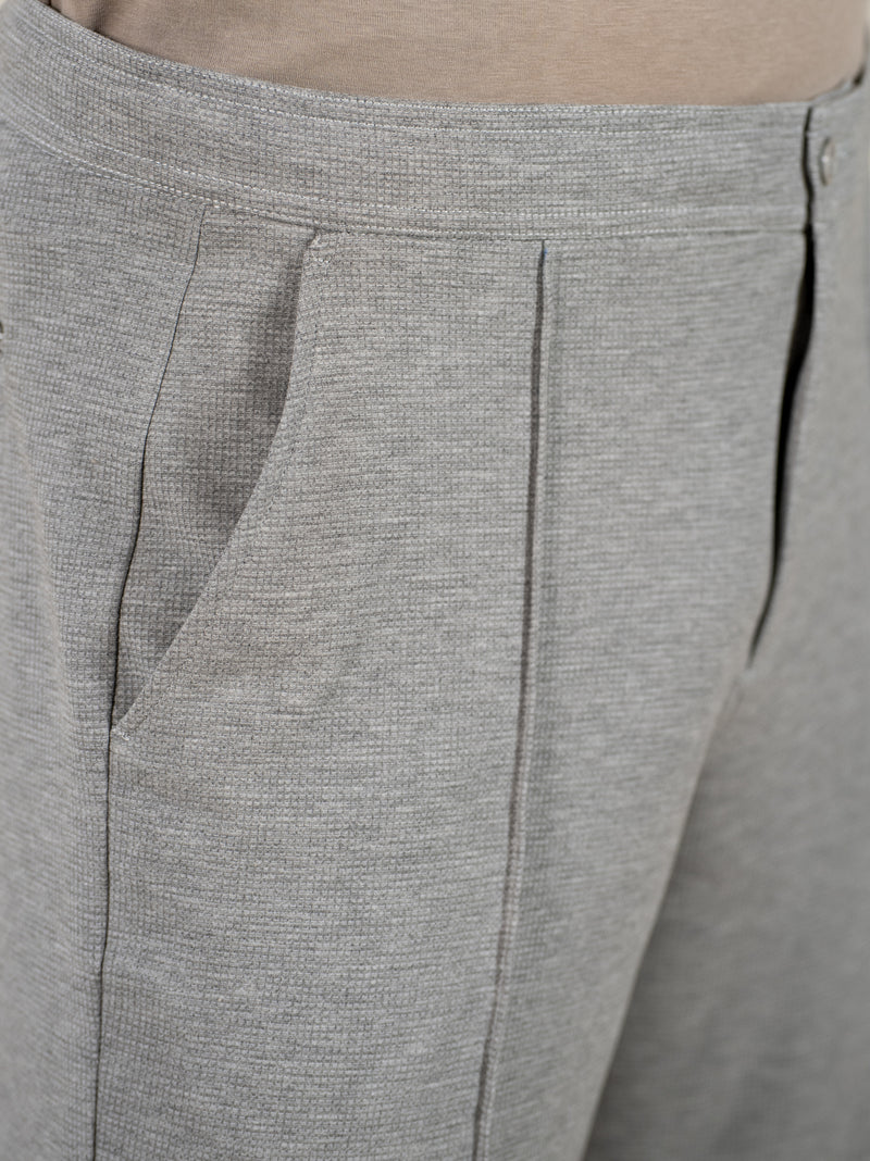 Tharn Grey Relaxed Fit Power-Stretch Korean Pintuck Pants