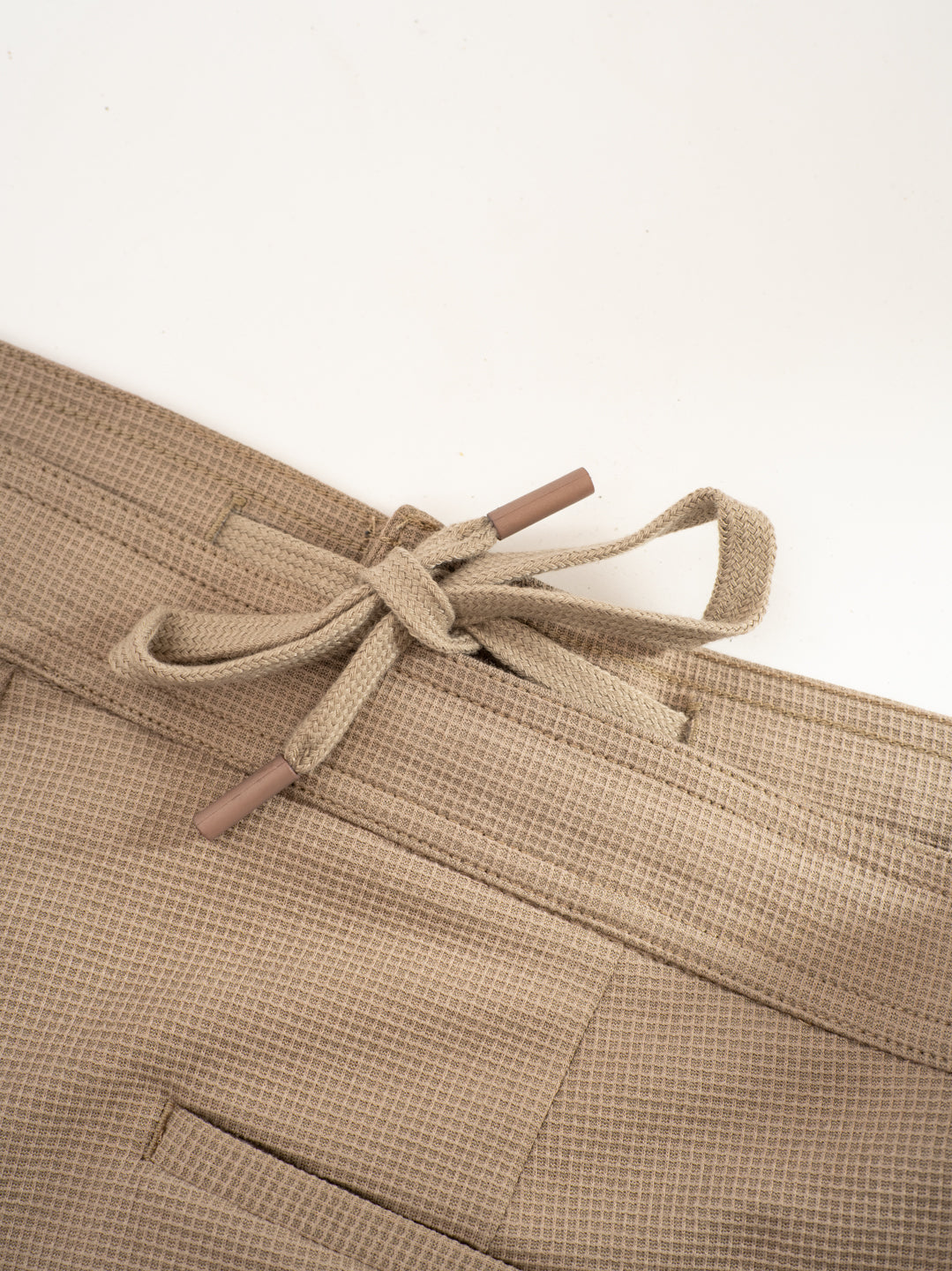 Dunara Beige Relaxed Fit Power-Stretch Korean Pintuck Pants