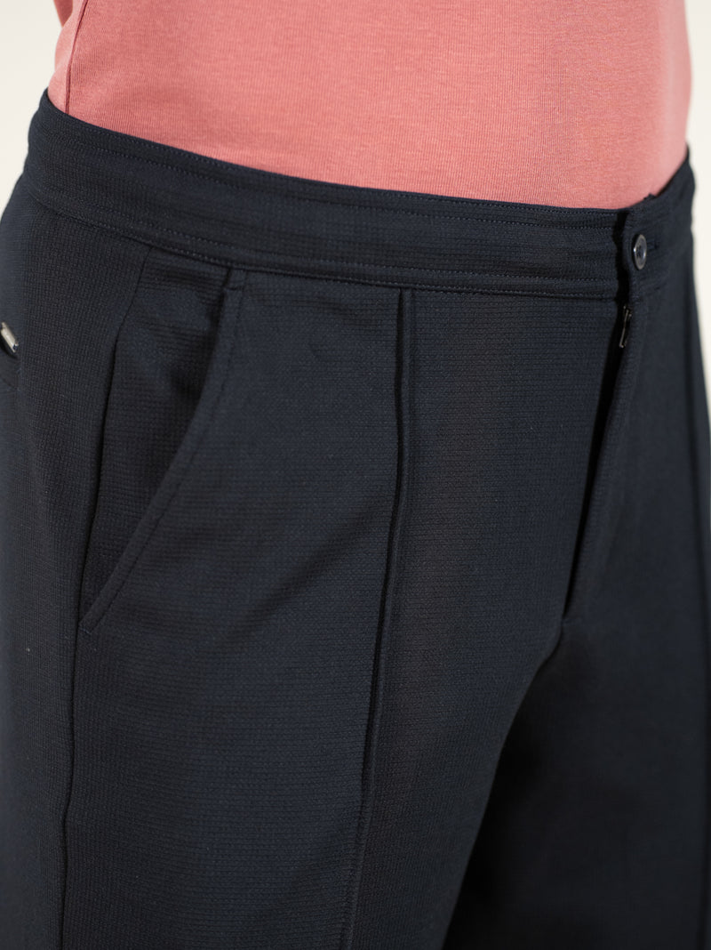 Brooke Navy Relaxed Fit Power-Stretch Korean Pintuck Pants