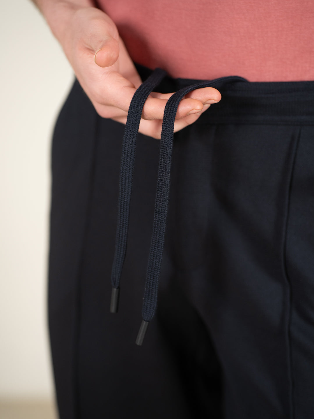 Brooke Navy Relaxed Fit Power-Stretch Korean Pintuck Pants
