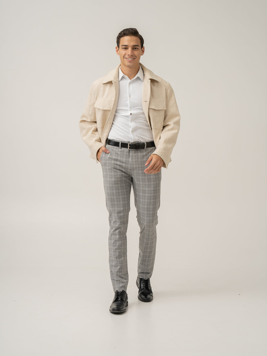 Front view of siberian grey checks formal pant at Pant Project