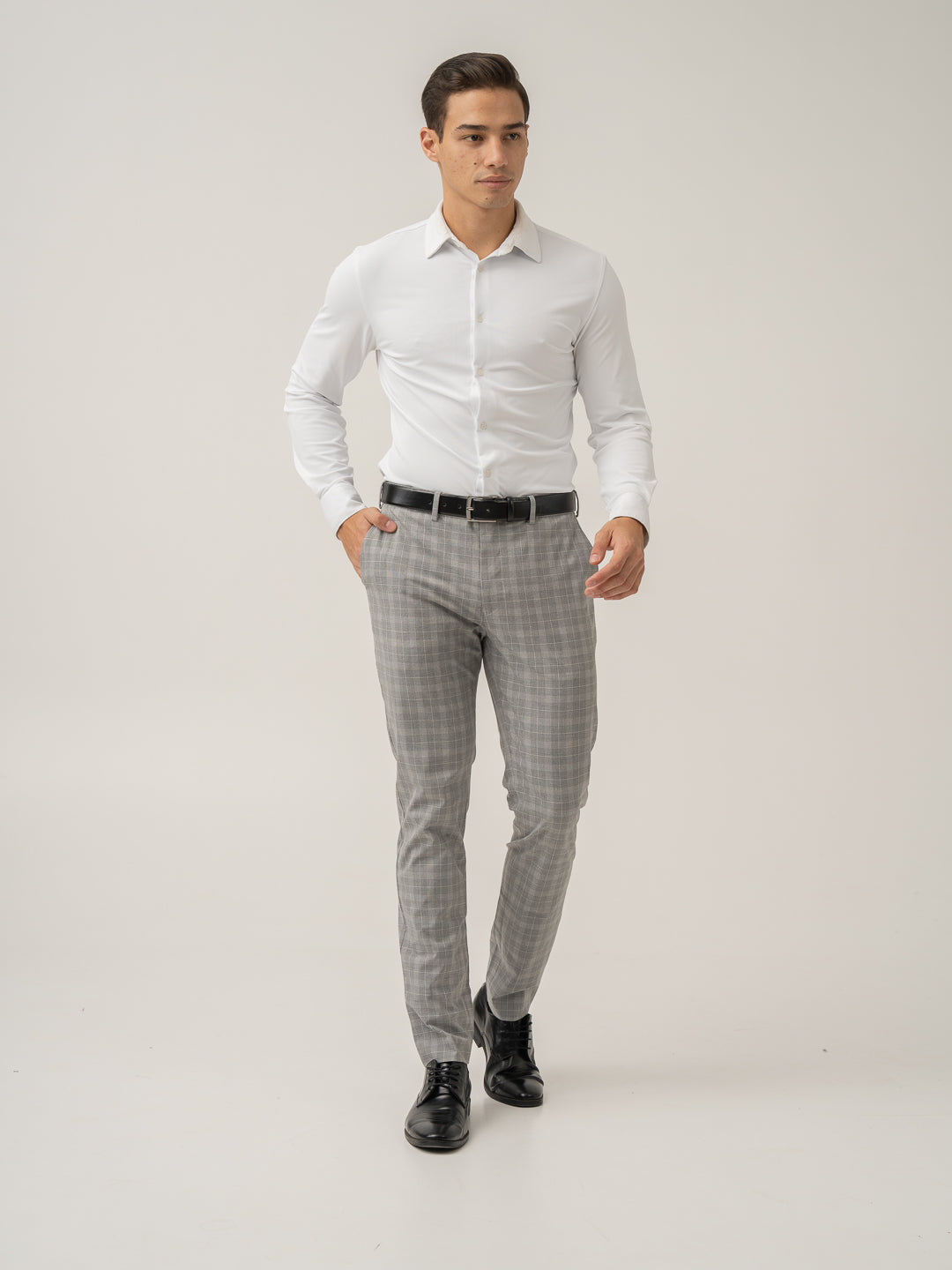 Full view of siberian grey checks formal pant at Pant Project