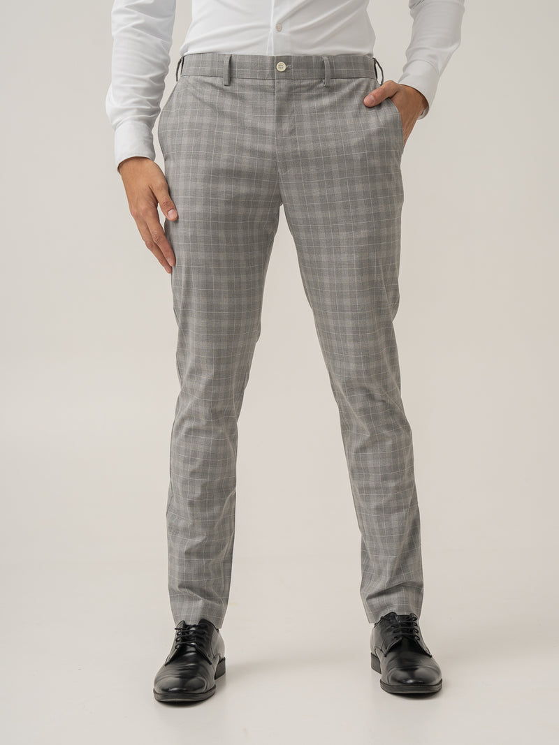 Front view of siberian grey checks formal pant at Pant Project