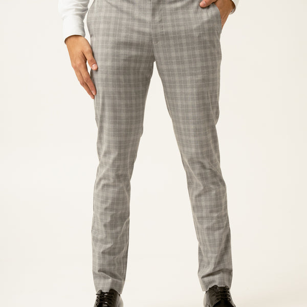 Slim Fit Grey Smart Check Cropped Trousers Buy Men's Siberian
