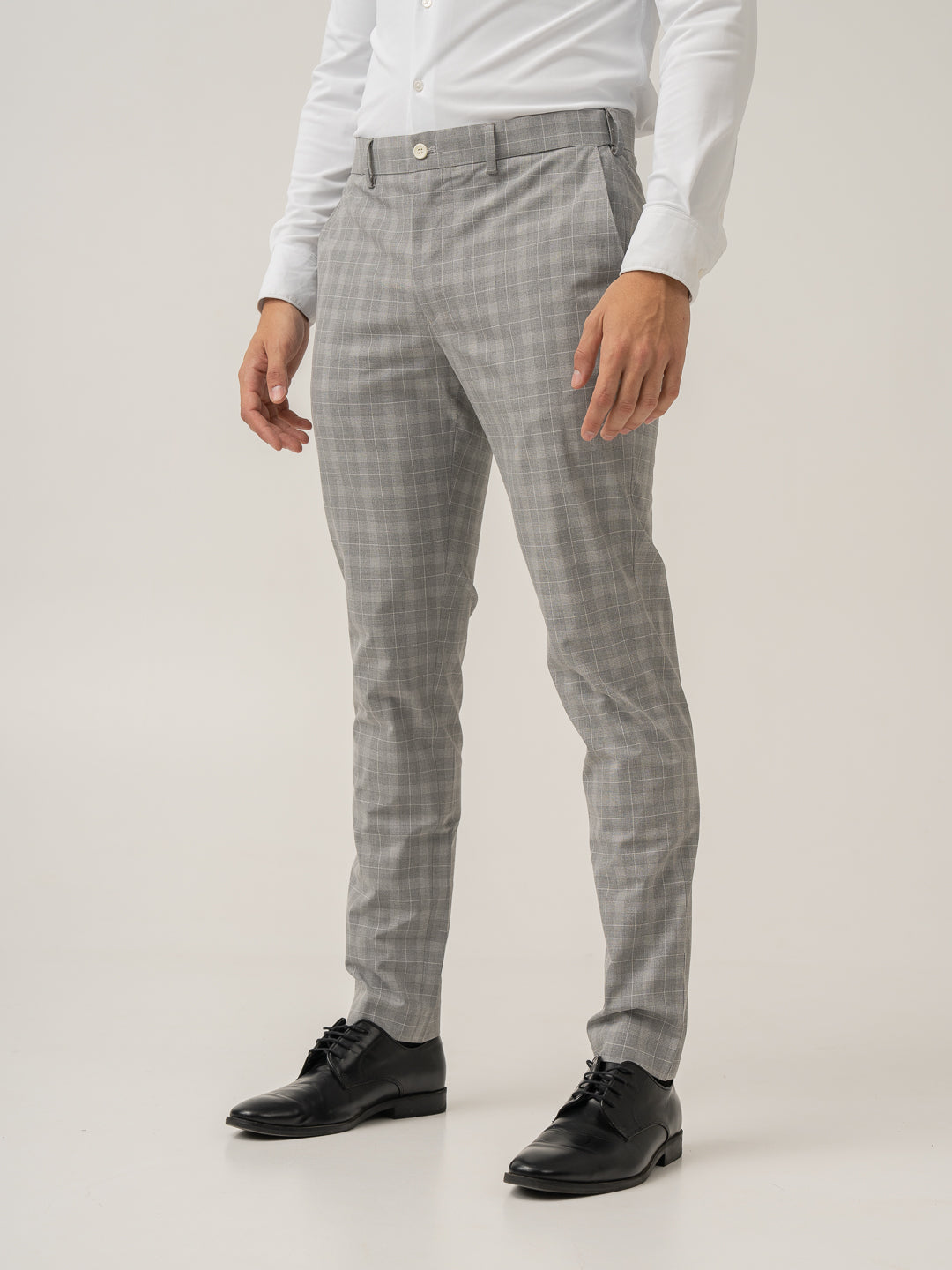 Side view of siberian grey checks formal pant at Pant Project