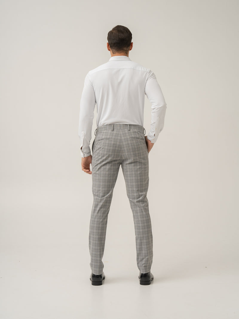 Full length back view of siberian grey checks formal pant at Pant Project