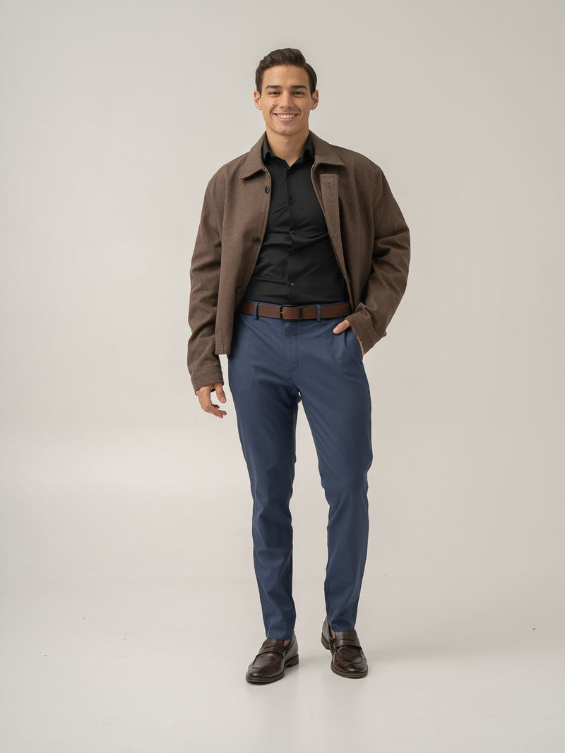 Front view of osaka navy textured formal pant at Pant Project