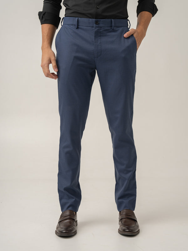 Front view of osaka navy textured formal pant at Pant Project