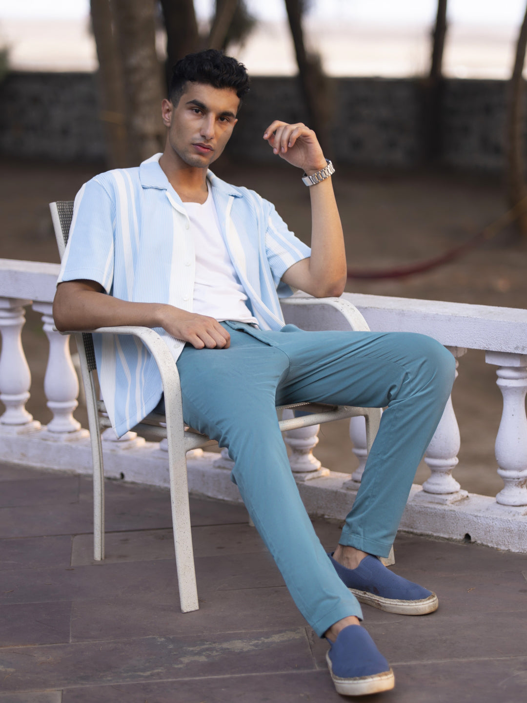 Tropical Turquoise Slim Fit Stretch Chinos