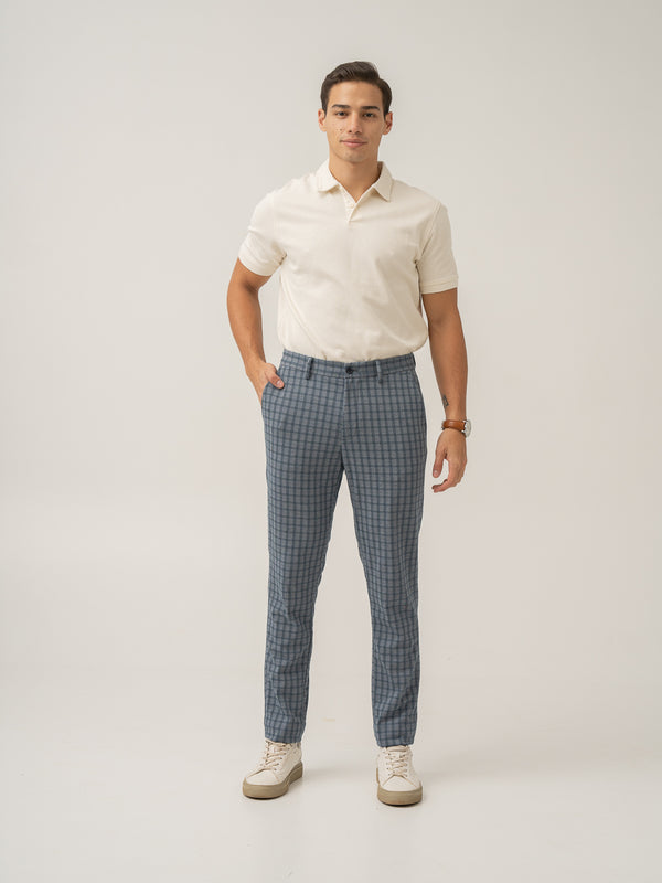 Teal Blue Window Checks Power-Stretch Pants