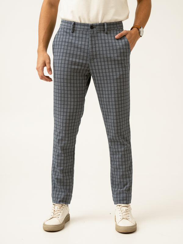 Teal Blue Window Checks Power-Stretch Pants