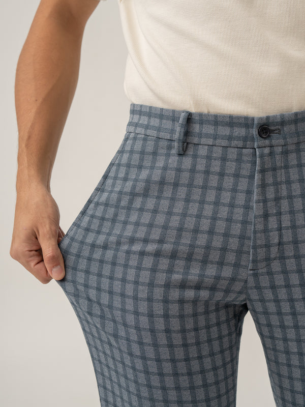 Teal Blue Window Checks Power-Stretch Pants