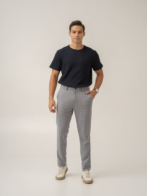 Crane Grey Window Checks Power-Stretch Pants