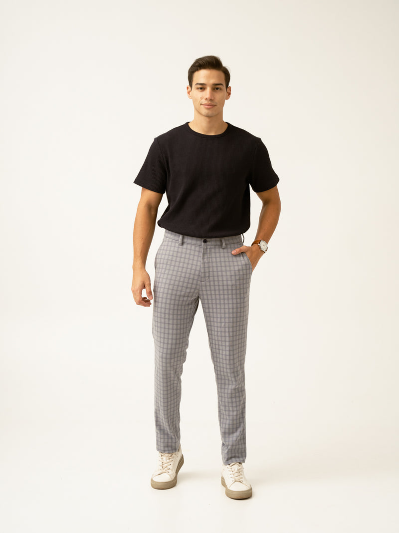 Crane Grey Window Checks Power-Stretch Pants