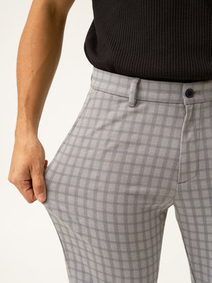 Crane Grey Window Checks Plus Size Power-Stretch Pants