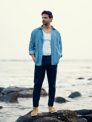 Rink Blue Slim Fit Stretch Chino Pants