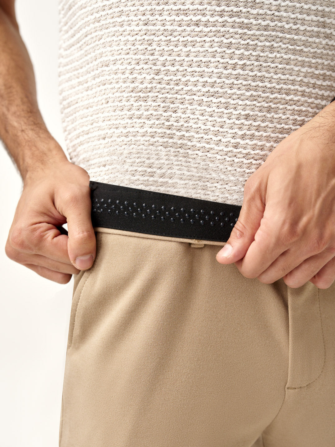 a detailed view of the inner waistband of the peanut butter pants from the Pant Project