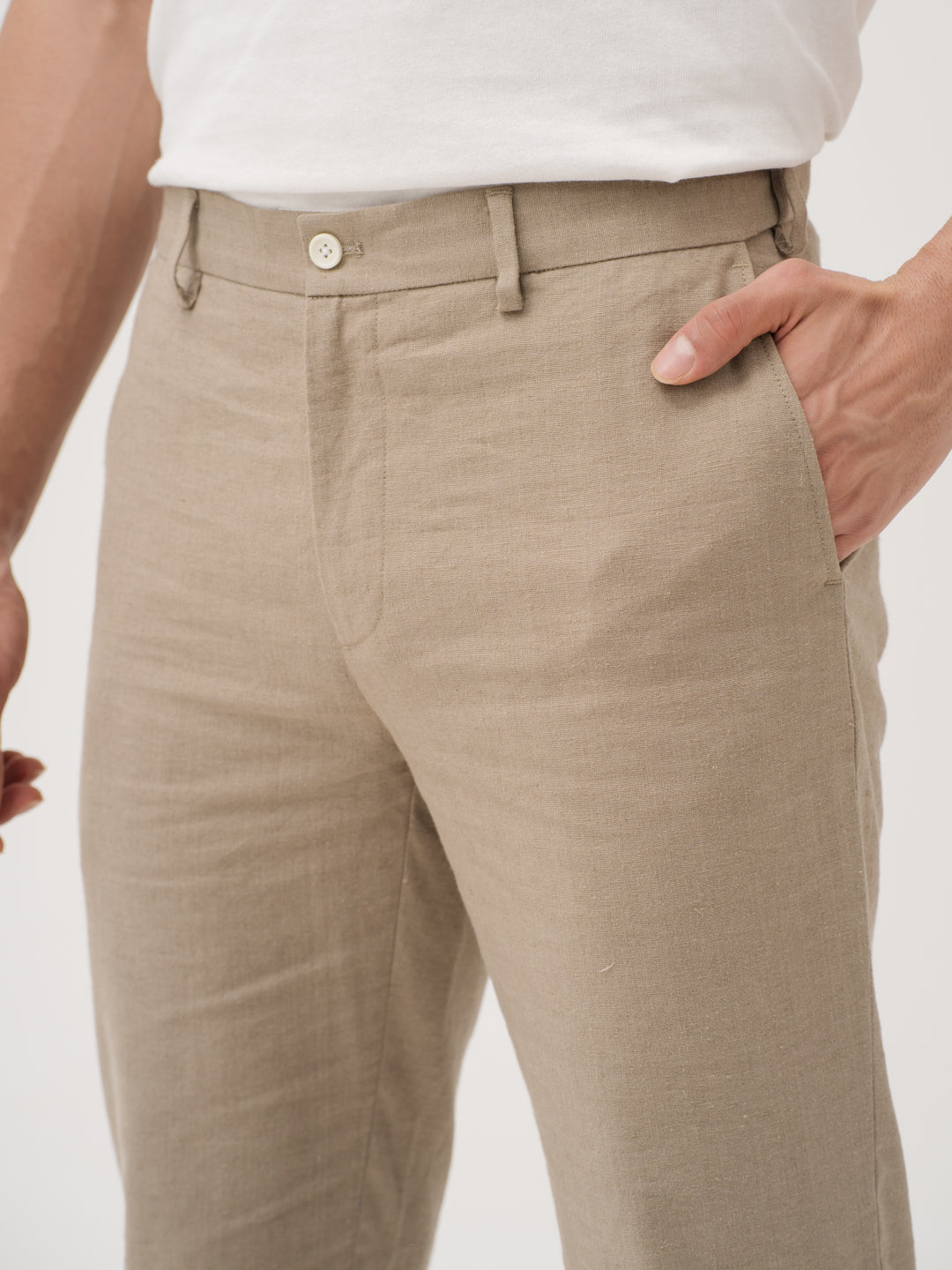 Hushfield Khaki Linen Sorona Pants
