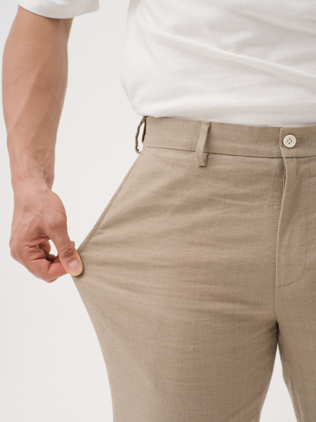 Hushfield Khaki Linen Sorona Pants