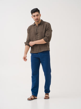 Aqualon Blue 100% Linen Pants