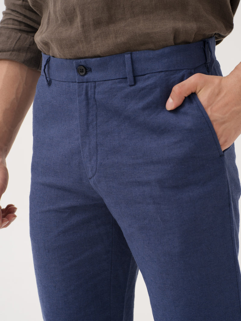 Havenloop Navy Linen Sorona Pants
