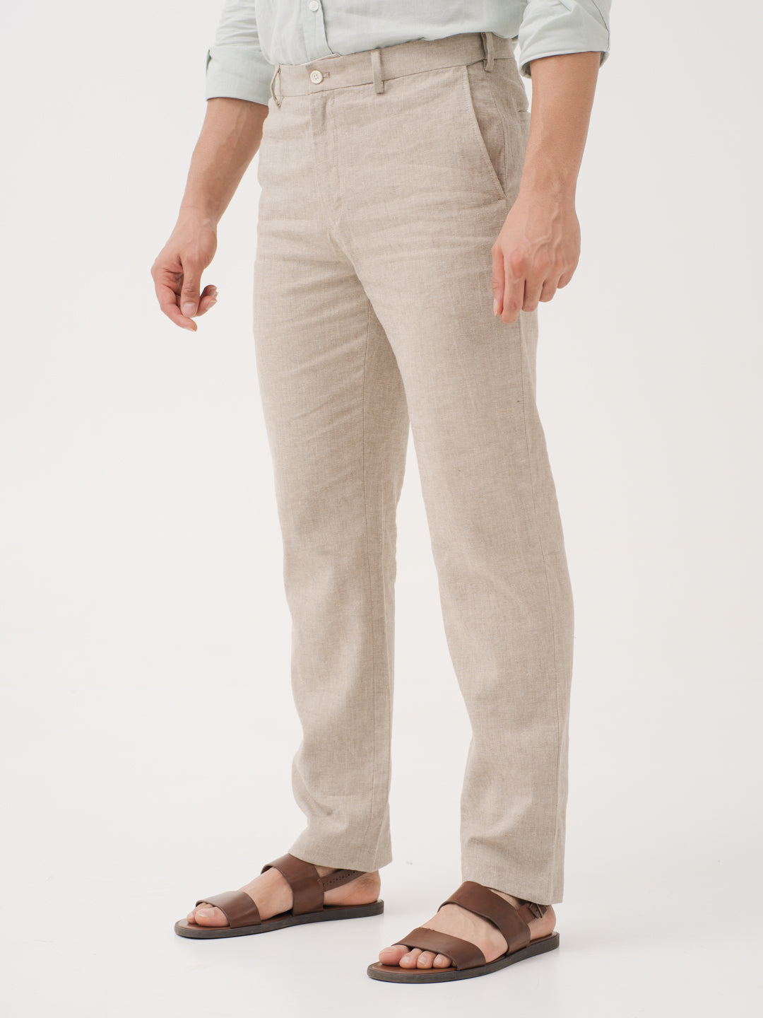 Leaflight Beige Linen Sorona Pants